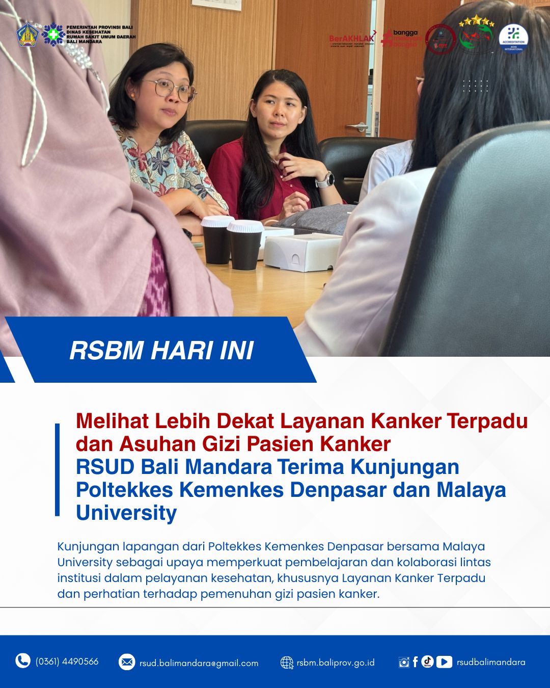 Melihat Lebih Dekat Layanan Kanker Terpadu dan Asuhan Gizi Pasien Kanker, RSUD Bali Mandara Terima Kunjungan Poltekkes Kemenkes Denpasar dan Malaya University