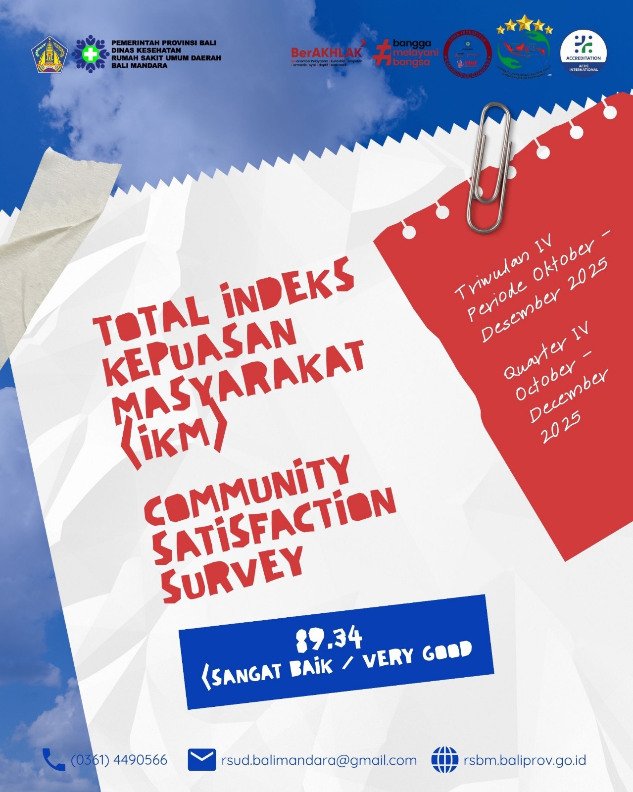Survey Kepuasan Masyarakat (SKM) TW IV 2025 di RSUD Bali Mandara
